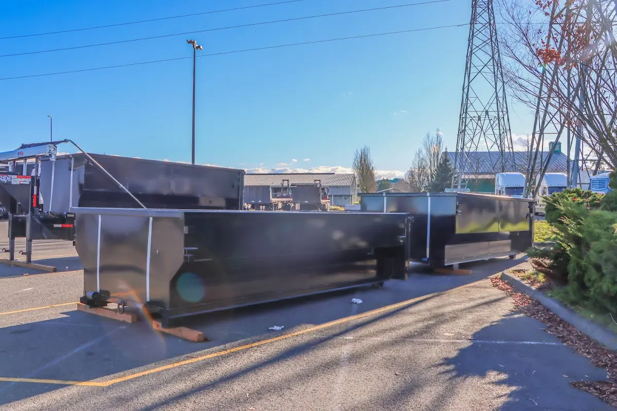 Roll-off dumpster ready for waste disposal at job site for Construction Dumpster Rental in Washington